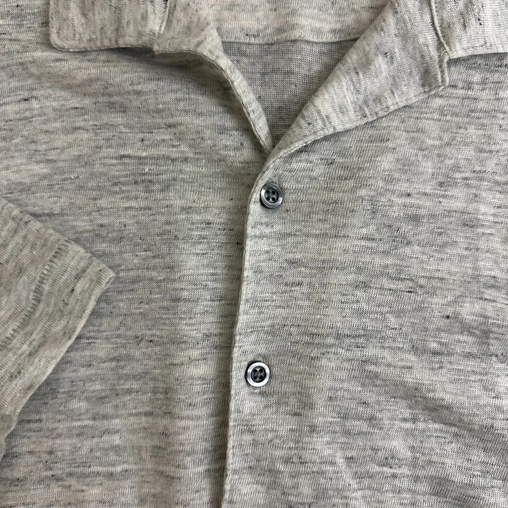 Banana Republic 100% Linen Soft Shirt Gray Camp Short Sleeve Button Up Mens L